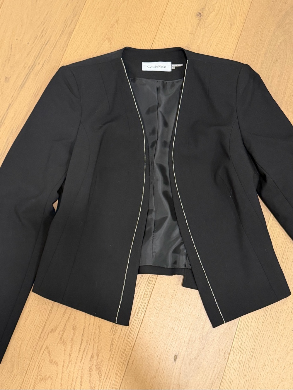 Calvin Klein Black Rhinestone Trim Sport Coat Blazer size 6